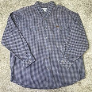carhartt 2xl long sleeve button down shirt blue plaid check